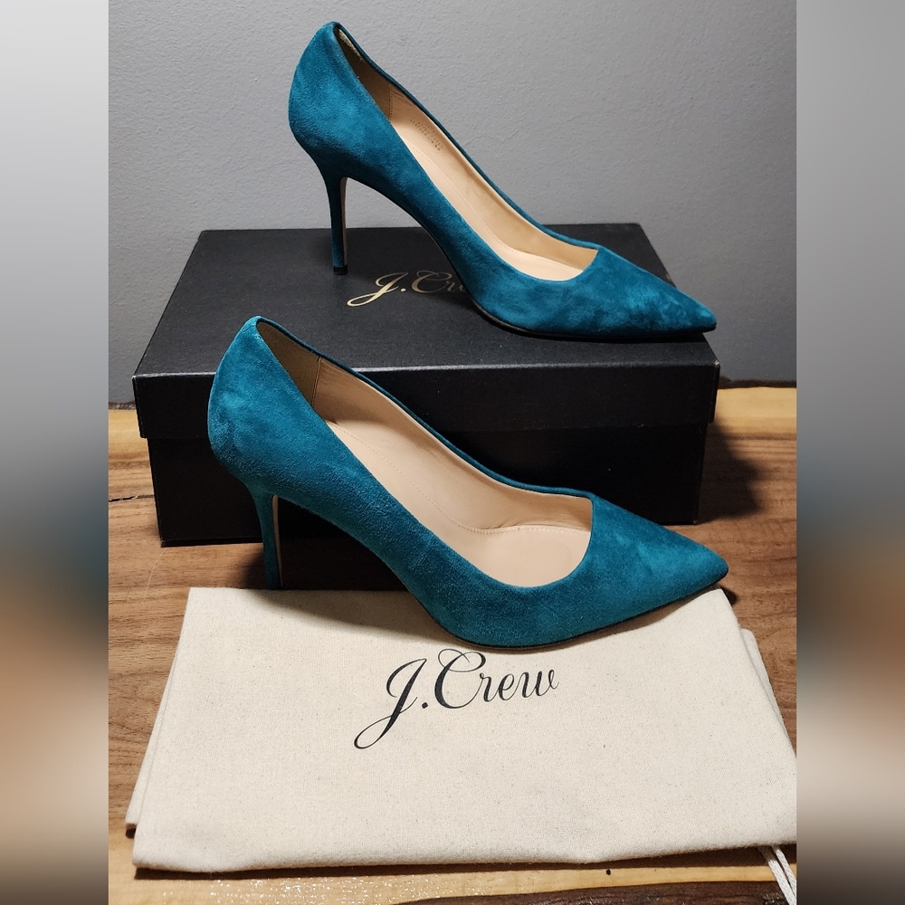 J.Crew Women’s Elsie Suede Pumps – Size 8.5 Vivid Jade, Style No. A4969
